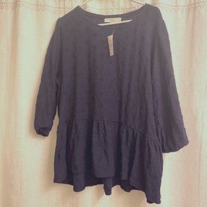Loft Navy Blue Pellum Top